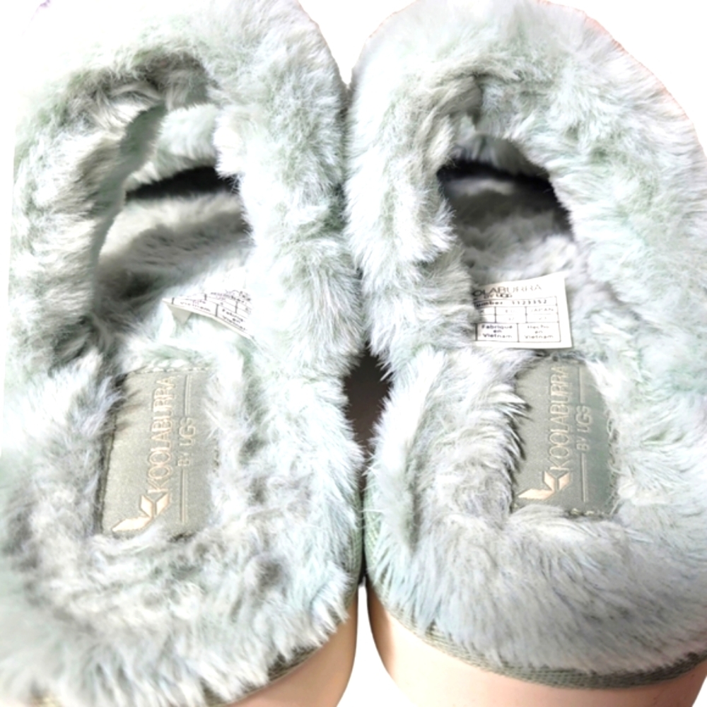 KOOLABURRA by UGG Mint Green Fuzzy Slide Slippers Size 6 - Picture 8 of 14